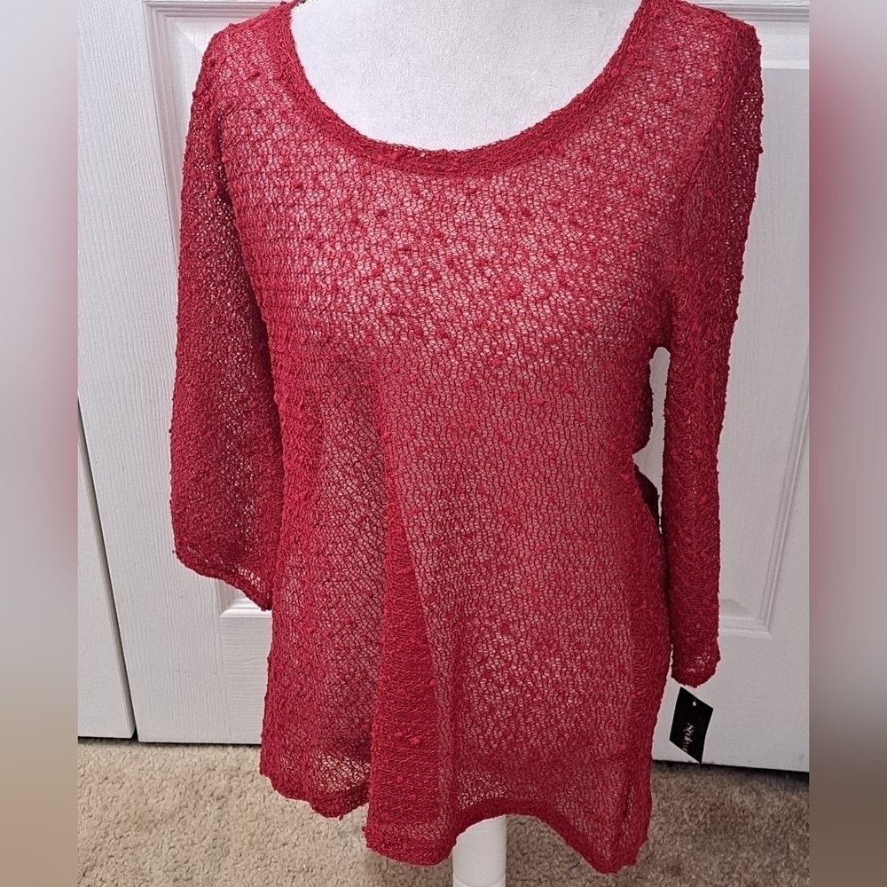 NWT Style & Co. Red Semi Sheer Tunic/Sweater